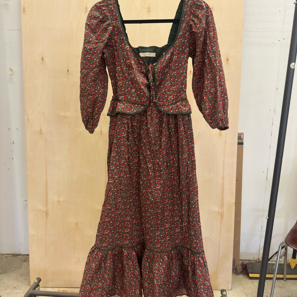 Christy Dawn Red and Green Floral Dress